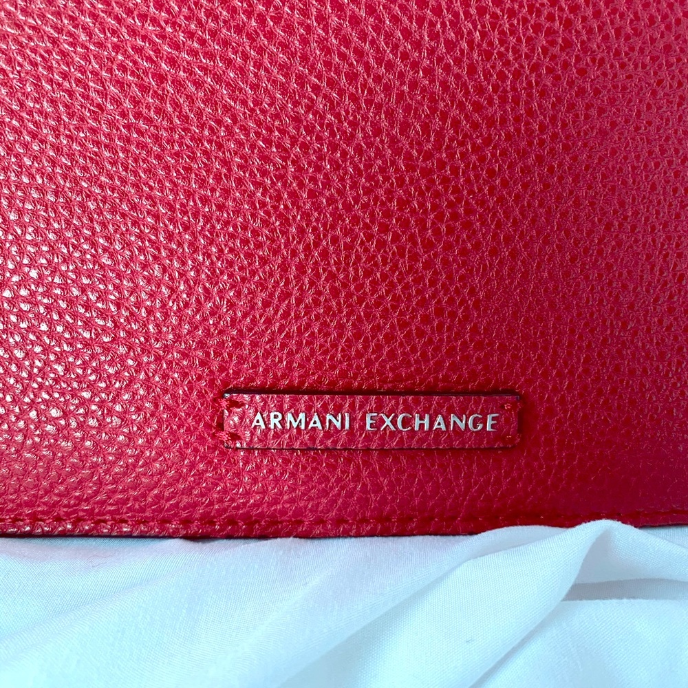 Red leather clutch